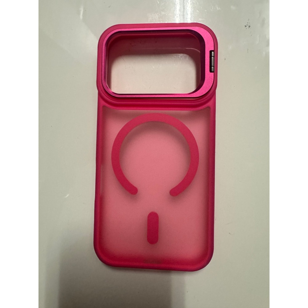 Hot Pink Translucent MagSafe iPhone Case Metallic Camera Ring Protective Cover